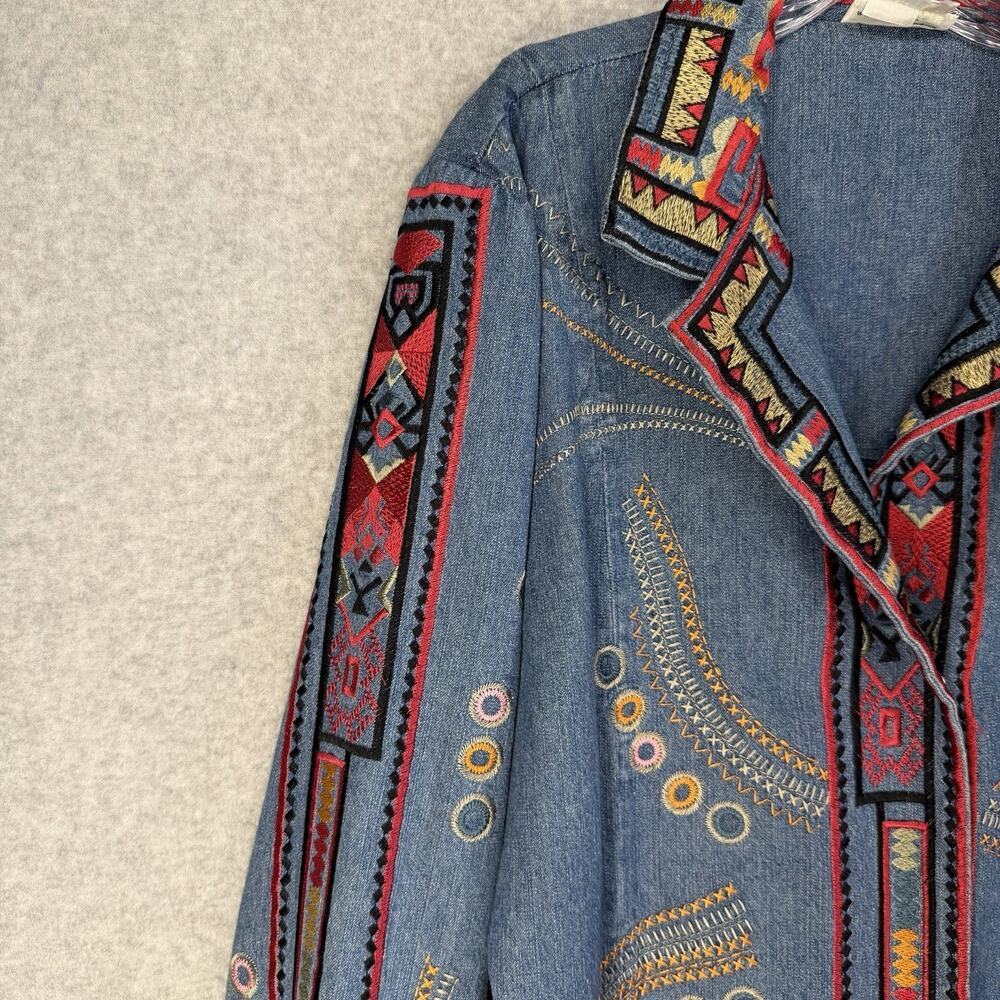 Coldwater Creek Womens Jacket XL Denim Southwestern Embroidered - Picture 7 of 13